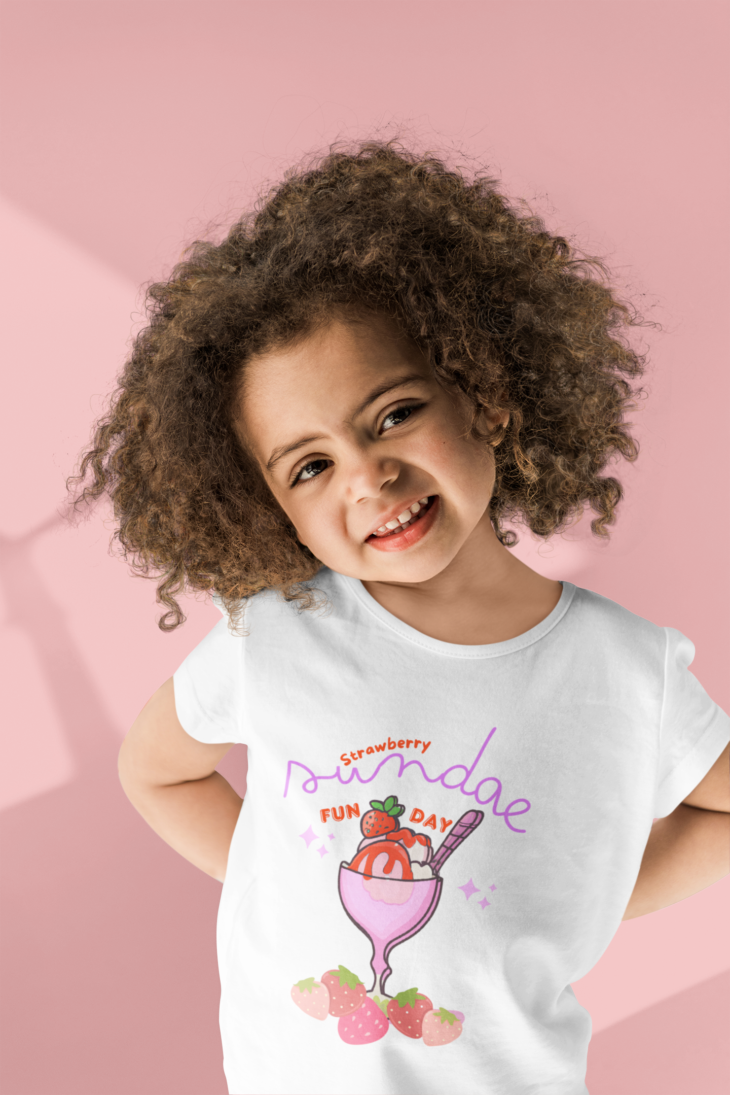 Kids Strawberry Sundae Fun Day T-Shirt Sweet Treats Dessert Summer Wear