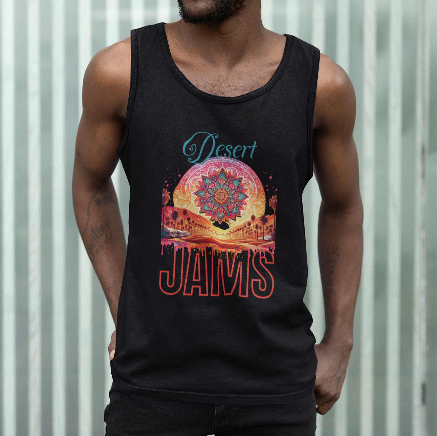 Bohemian Festival Tank Top Desert Jams Aztec Design Music Lovers Tee for Music Festivals Desert Vibes and Bohemian Style