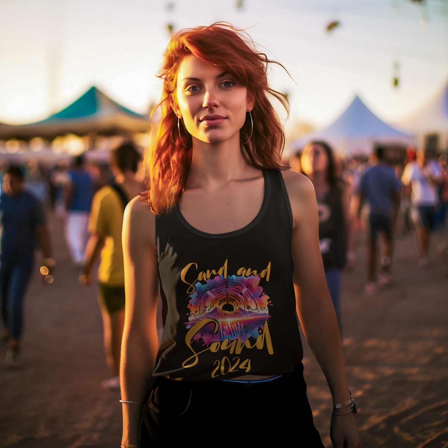 Bohemian Tank Top Sand and Sound 2024 Festival Wear for Music Lovers Desert Style Music Festival Apparel